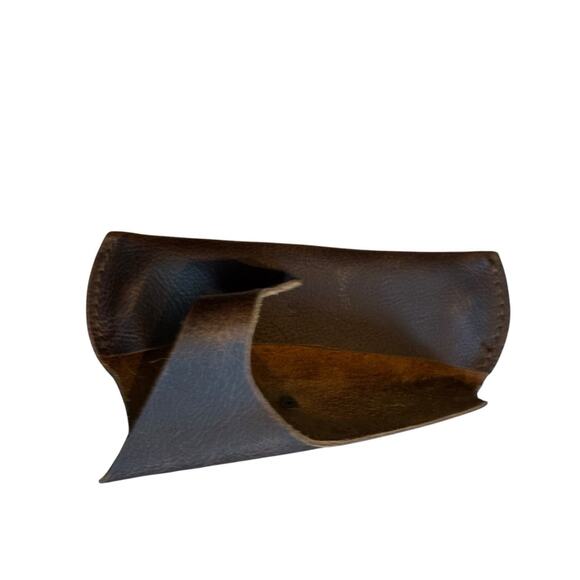 Handmade Cowhide Leather Pen Bag Pencil Pouch Case Felt Iron Feather Creative - Picture 5 of 7